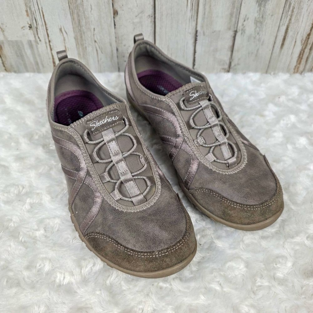 Skechers Remember Me Slip On Sneakers Dark Taupe Size 8